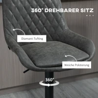 HOMCOM Verstelbare Barkruk Keukenkruk Designkruk, met voetensteun, 51 cm x 59 cm x 117 cm, Donkergrijs + Zwart(m-6)