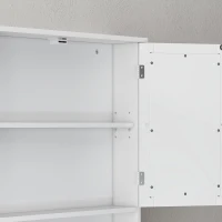 kleankin Armadietto Bagno da Parete con 2 Ante a Specchio e Ripiano Aperto, 56x13x58 cm, Bianco(m-8)