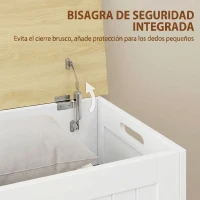 HOMCOM Baúl de Almacenaje 90 L con Tapa Baúl de Almacenaje Versátil con Bisagra de Seguridad 80,5x40x46,4 cm Natural y Blanco(m-5)