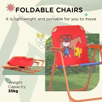 Outsunny Kids Picnic Table and Chair Set, Cowboy Themed Outdoor Garden Furniture w/ Foldable Chairs, Adjustable Parasol(m-4)