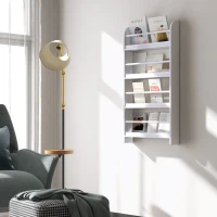 HOMCOM Libreria da Parete con 4 Ripiani in Legno Bianco Impermeabile, Carico Massimo 30kg (59cm x 12cm x 113cm)(m-10)