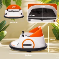 AIYAPLAY 360° Rotation Kids Bumper Car, 12V Waltzer Car with Remote Control, Dual Joysticks, Music Lights, Orange(m-3)