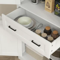 HOMCOM Küchenschrank, Buffet, Acrylfront, Schubladen, 76 x 40 x 182,5 cm, Cremeweiß(m-9)