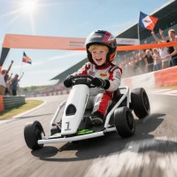 HOMCOM 24V Electric Go Kart for Kids, Drift Ride-On Racing Go Kart with 2 Speeds, for Boys Girls Aged 8-12 Years Old, White(m-2)