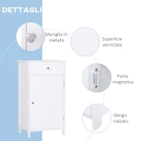 kleankin Mobiletto Armadietto 2 Cassetti, Mobile Bagno Design Anti-Ribaltamento da Bagno in MDF, 43x34x77 cm, Bianco(m-7)