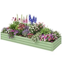 Outsunny Carré Potager de Jardin Rectangulaire Jardinière Extérieure 241 x 90,5 x 30 cm Tôle d'Acier Ondulée Vert Clair(m-12)
