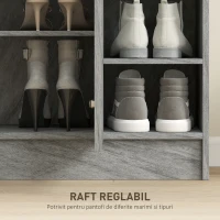 HOMCOM Dulap Modern pentru Pantofi din Lemn cu 4 Rafturi Deschise și Dulap pentru 12 Perechi, 83x30x90 cm, Gri Ciment(m-5)