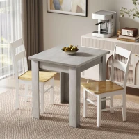 HOMCOM Table à manger extensible rectangle pour 4 à 6 personnes, table de cuisine 70-140 cm, patins en feutre, gris(m-7)