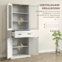HOMCOM Küchenschrank, Buffet, Acrylfront, Schubladen, 76 x 40 x 182,5 cm, Cremeweiß(m-6)