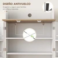 HOMCOM Alacena de Cocina con 3 Puertas Estantes Ajustables y Estantes en la Puerta para Comedor Salón 60x35x169 cm Blanco(m-8)