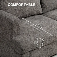 HOMCOM Canapé 2 places 120 cm avec coussins de dossier amovibles, tissu chenille pour salon, chambre, bureau, gris foncé(m-4)