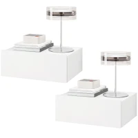 HOMCOM Floating Bedside Table Set of 2, Wall-Mounted Nightstand with Storage Drawer, White(m-11)