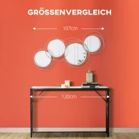 HOMCOM Spiegelset voor Wanddecoratie, Wandversiering met 4 Ronde Spiegels, Wandspiegel, Gangspiegel, 107 x 4 x 56 cm(m-7)