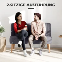 HOMCOM 2-zits bank, zachte vulling, onderhoudsvriendelijke bekleding, tot 220 kg, 117 x 56,5 x 77 cm, Donkergrijs(m-6)