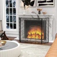 HOMCOM Vonkenscherm voor haarden, elegante vonkenvanger, inklapbaar, gecoat, Zwart, 135 x 85 cm(m-7)