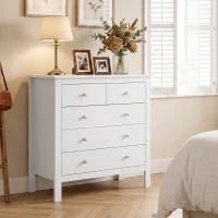 HOMCOM Modern Chest of Drawers, 5 Drawer Storage Cabinet with Metal Handles and Runners for Bedroom, White(m-2)