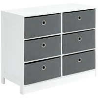 HOMCOM Chests of Drawer, Fabric Dresser Storage Cabinet with 6 Drawers for Bedroom, Living Room and Hallway, White and Grey(m-10)