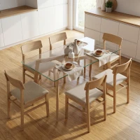 HOMCOM Mesa de Comedor Rectangular Moderna para 6 Personas Superficie de Vidrio Templado 150x75x76 cm Transparente(m-10)