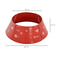 HOMCOM Falda para Árbol de Navidad de Metal Impermeable Decoración para Árbol Navideño 66x66x23 cm Rojo(m-3)