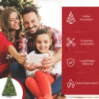 HOMCOM Kerstboom met 700 Warmwitte LED's, 2154 Takken, Vlamvertragend, Kunststof/Metaal, 210 x 142 cm, Groen(m-4)