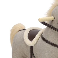 AIYAPLAY Caballo Balancín con Sonidos y Asas de Seguridad Base de Madera para Niños de 12 a 36 Meses Gris(m-13)