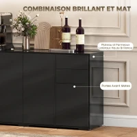 HOMCOM Buffet meuble de rangement 2 tiroirs coulissants 4 portes étagère réglable panneaux de particules 140 x 36 x 74 cm noir(m-5)