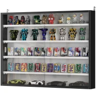 HOMCOM Vitrine murale pour objets de collection 4 étagère réglables en hauteur et 2 portes coulissantes 80 x 9,5 x 60 cm noir(m-13)