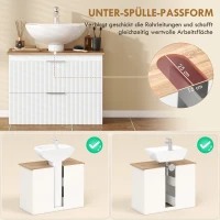 HOMCOM Onderkast voor de badkamer, 80 cm kast met twee grote lades voor wastafels met of zonder zuil, Wit(m-5)