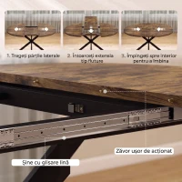 HOMCOM Masă de Sufragerie Extensibilă pentru 4-6 Persoane, 100-135cm, Maro Rustic(m-5)
