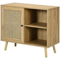 HOMCOM Meuble de rangement buffet 1 porte cannage effet bois - dim. 80L x 39l x 70H cm(m-11)