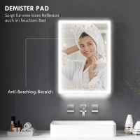 HOMCOM LED Spiegelkast voor Badkamer, 50 x 70 cm, Dimbaar, Anti-Beslag, Zwart(m-6)