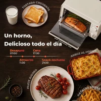 HOMCOM Mini Horno Eléctrico 9L Horno Eléctrico Sobremesa 750W con Temperatura Ajustable Temporizador 35x24,6x20 cm Blanco Crema(m-6)