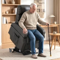 HOMCOM Elektrische tv-stoel met opsta-hulp, relaxstoel met afstandsbediening, voetsteun en ligfunctie, donkergrijs(m-2)