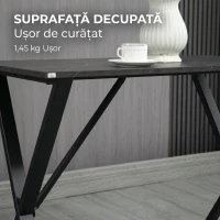 HOMCOM Bar și Masă Înaltă, Stil Industrial, cu Efect de Marmură, din Lemn și Oțel, 120x60x102 cm, Negru(m-12)