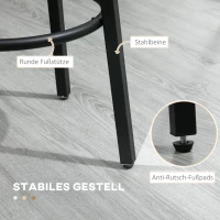 HOMCOM Barkrukset van 2 barstoelen in industrieel design, metalen frame, voetsteun, 42 x 42 x 65 cm(m-5)