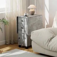 HOMCOM Tavolo Pieghevole con 2 Cassetti e Armadietto, 6 Rotelle e Freni, 120x60x76.5 cm, Grigio Legno e Roccia(m-9)