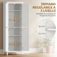 HOMCOM Mobile Bagno Alto 170 cm da Terra con Ripiani Regolabili(m-5)