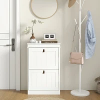 HOMCOM Móvel Sapateira Branco Sapateira Estreita com 2 Portas e Prateleira Ajustável para 10 Pares de Sapatos 54x24x82,5 cm Branco(m-10)