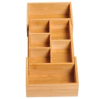 HOMCOM opbergdoos uitschuifbaar organizer box lade organizer bamboe natuur(m-5)