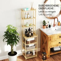 HOMCOM Raft Mobil pentru Baie cu 7 Polițe, Depozitare și Organizare, Dulap din Bambus, 44x33x180 cm, Culoare Lemn(m-8)
