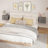 HOMCOM Set di 2 Comodini Sospesi con 2 Cassetti Moderni e Salvaspazio, 40x29x30 cm, Grigio Cemento(m-9)
