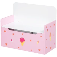 ZONEKIZ 2-in-1 Kids Storage Bench, Toy Box w/ Safety Rod - Pink(m-10)