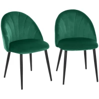 HOMCOM Lot de 2 chaises de Salle à Manger Chaise de Cuisine Velours Pieds métal vert dim. 52L x 54l x 79H cm(m-1)