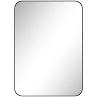 HOMCOM Badkamerspiegel wandspiegel met splinterfolie metalen frame badkamer 50 x 70 cm zwart(m-1)