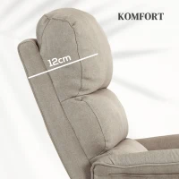 HOMCOM Relaxfauteuil met opsta-ondersteuning, verstelbare rugleuning/voetensteun, tot 120 kg, 66 x 90 x 96 cm, Beige(m-7)