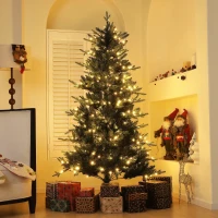 HOMCOM Árvore de Natal 180 cm Árvore de Natal Artificial com 350 Luzes LED 726 Ramos e Suporte de Aço Decoração de Natal  Ø114x180 cm Verde(m-10)