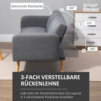 HOMCOM Multifunctionele Slaapbank 2-zits met Verstelbare Rugleuning en Slaapfunctie, Grijs(m-5)