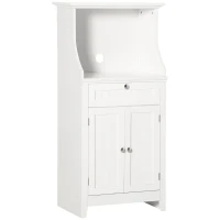 HOMCOM Meuble armoire micro-ondes pour cuisine avec 1 tiroir, 2 Portes 60 x 40 x 122,5 cm - MDF - Blanc(m-12)