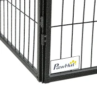 PawHut Huisdieromheining, puppyren, puppyhek, 12 panelen, voor binnen en buiten, zwart(m-12)