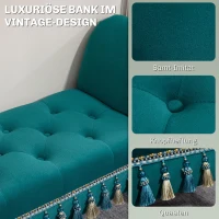 HOMCOM Gestoffeerde Bank, Zitbank, Vintage Ontwerp, tot 150 kg, 117x40x58 cm, Groen(m-5)